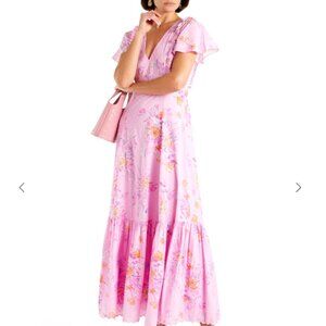 LoveShackFancy Vinnie Maxi Dress in Royal Pink Berry - Size 2
